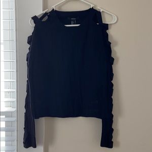 Black open armed long sleeve top